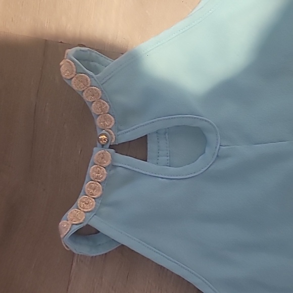 Lilly Pulitzer Blue & Gold Mini Pearl Shift Dress - Size 5 - Picture 4 of 4